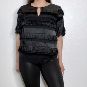 Hunter Bell Black Fringe Blouse